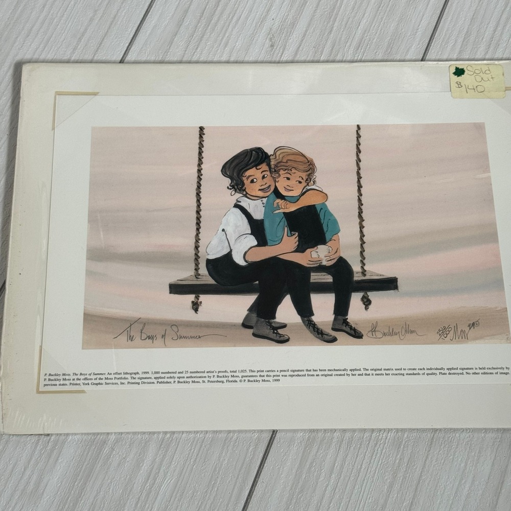 P Buckley Moss Boys of Summer Signed Limited Edition Lithograph 256/1000 1999